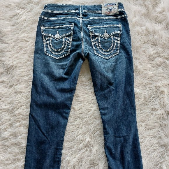 True Religion Skinny Distressed Thick Stitche Flapped Pockets Denim Jeans Siz 26 - Picture 5 of 12